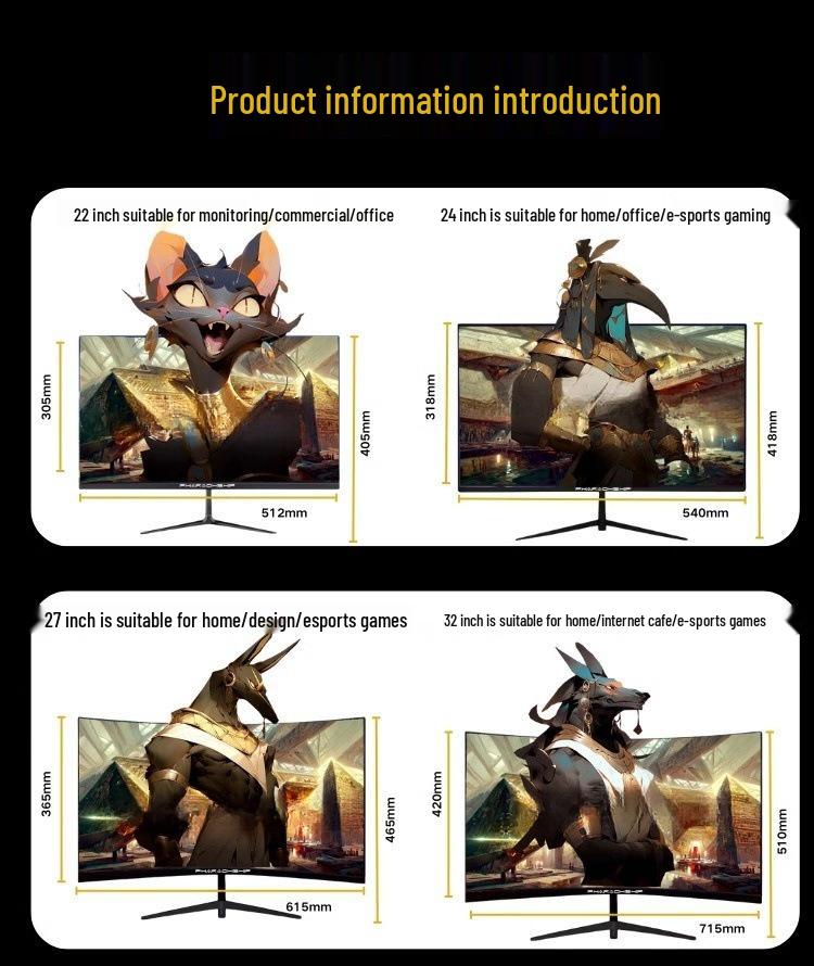 144Hz 24-32 inch Curved Computer Monitors: 2K & 4K Display for Office & Esports