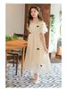 Girls' Chiffon Summer Dress, Short Bubble Sleeves, Long Korean Princess Style 2023.