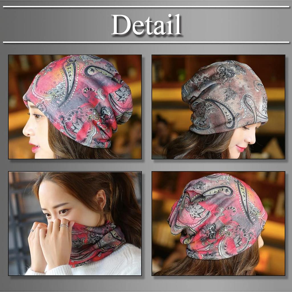 BUZZxSELECTION Paisley Knit Stylish Summer Knit CAP133 Women's Cap, Hat, (01 Red)