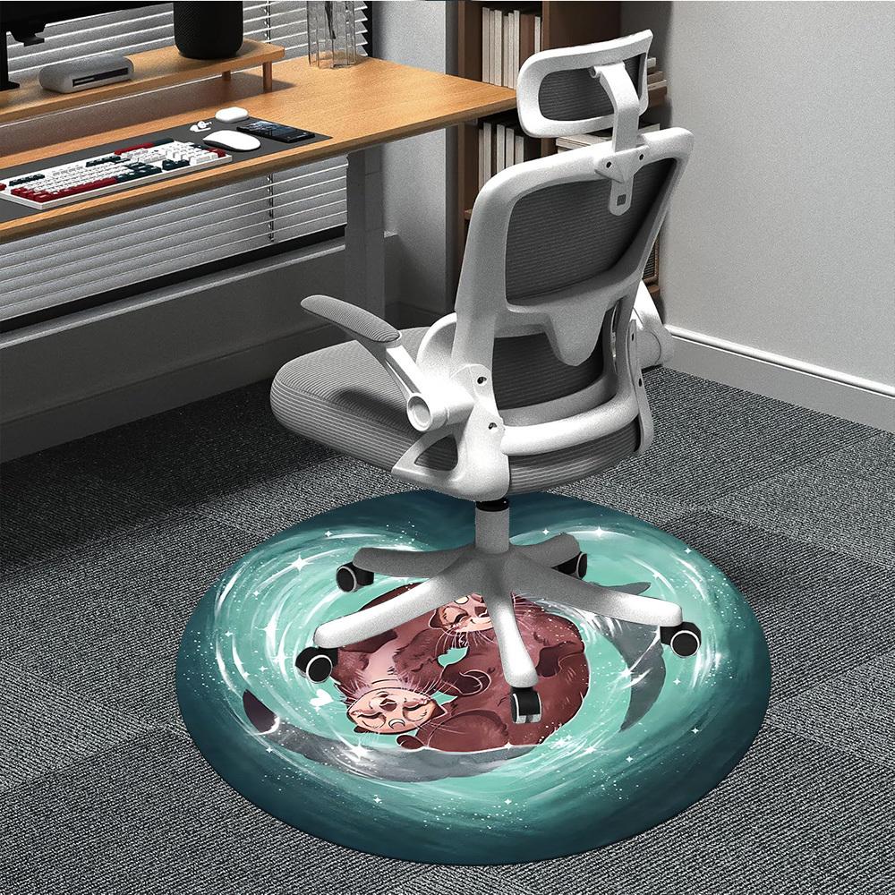 

1pc Otter Love Office Round Area Rug, Indoor Mat Suitable For Office, Under Office Chairs Bedroom Living Room Home Decor, Room Deco 029 80cm by 80cm