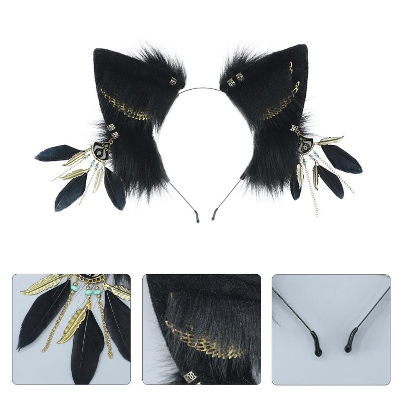 Bandeau Cheveux Oreilles de Chat Renard en Fausse Fourrure Poilue Fête Cosplay Bandeau Cheveux Headwear