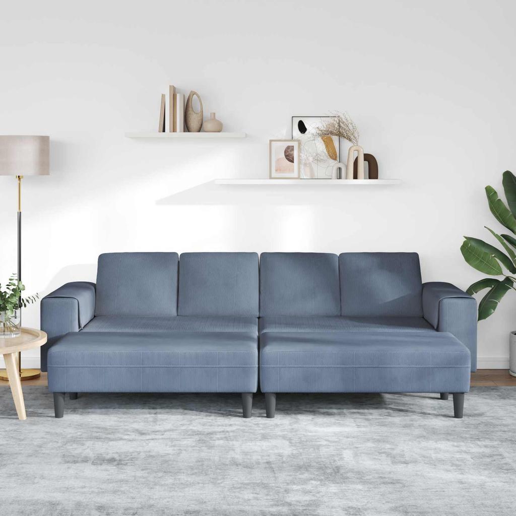 Blue Sofa 250 x 188 x 76 cm Cord Fabric