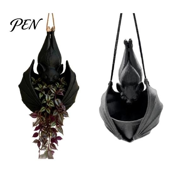 Mysterious Atmosphere Plant Display Bat Shaped Hanging Planter, Gothic Pot for Indoor Outdoor Garden Decorative Basin Vines Wall Decor, Unique