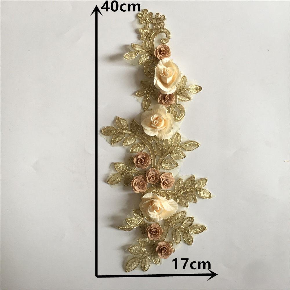 Golden Yellow I Water-Soluble Embroidery Three-Dimensional Lace Bead Sticky Flower Diy Sewing Decoration With Clothing Accessories Lace