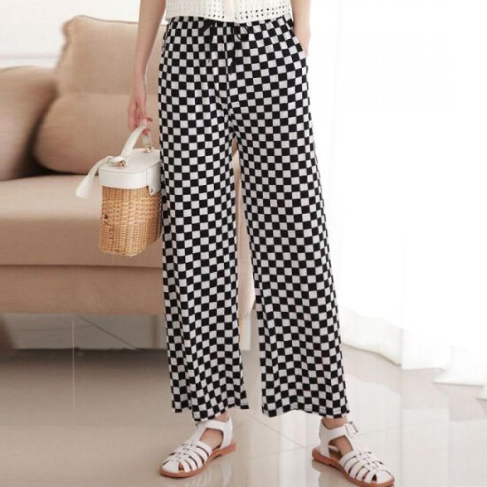 From Heart Ice Cool Chessboard Wide Pants