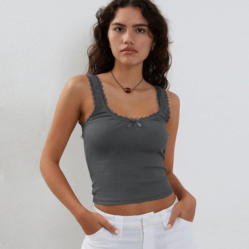 Women's New Versatile Sling Vest with Lace Inside, Slim and Thin Top Summer