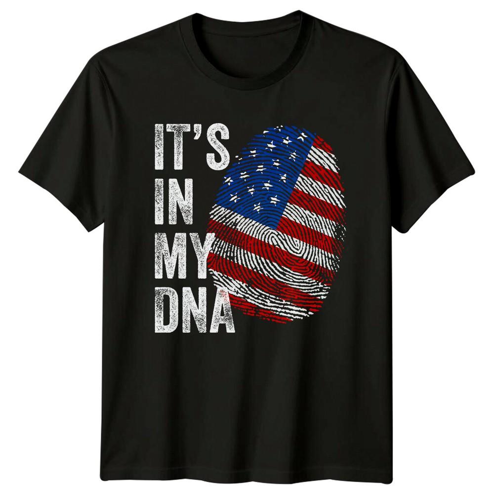 Its In My DNA US Flag Fingerprint Patriotic Unisexs TShirt Unisexs Tee Graphic