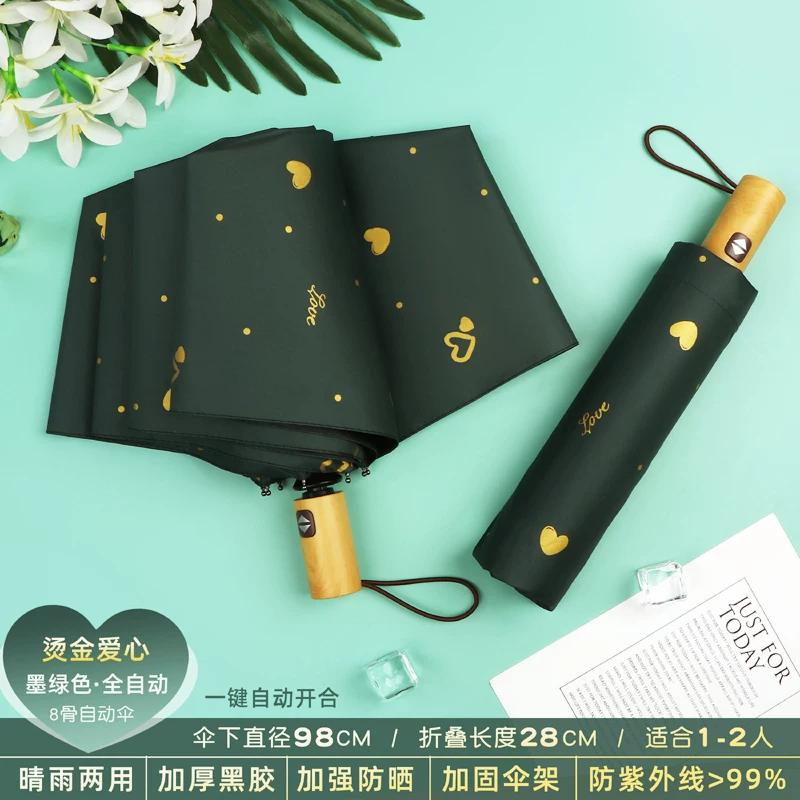 Ombrello da Bambina Carino con Stampa Pois Pieghevole Protezione Solare UV Automatico Pioggia e Sole Doppio Uso Ombrello da Sole