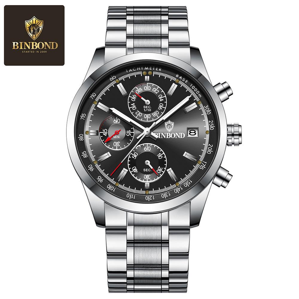 Binbang Steel Strap Men's Quartz Wristwatch - Hot Seller Live Broadcast Edition