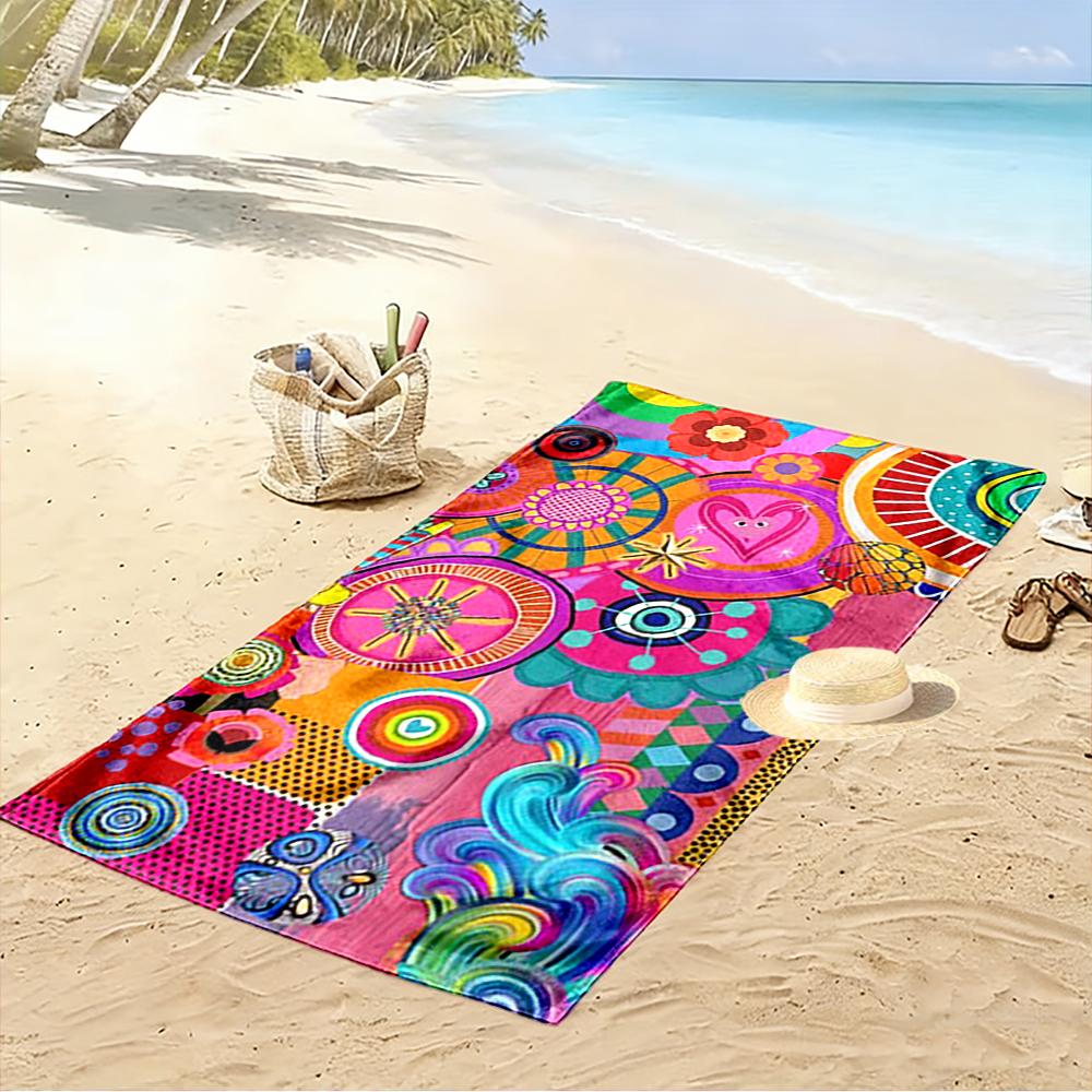 Colorful Abstract Pattern Beach Towel Beach towel quick-drying for travel outdoor sports jogging beach and swimming