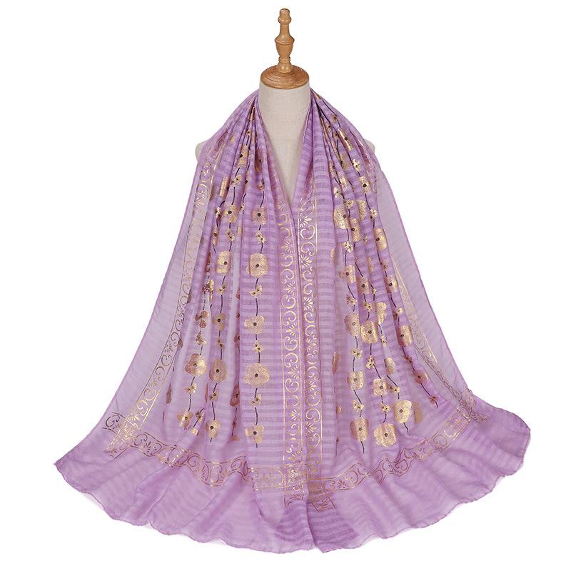 New Printed Gilding Cotton Hijab Scarf Women Luxury Stripe Glitter Scarves Poncho For Women Headband Bandana Shawl Turban Islam
