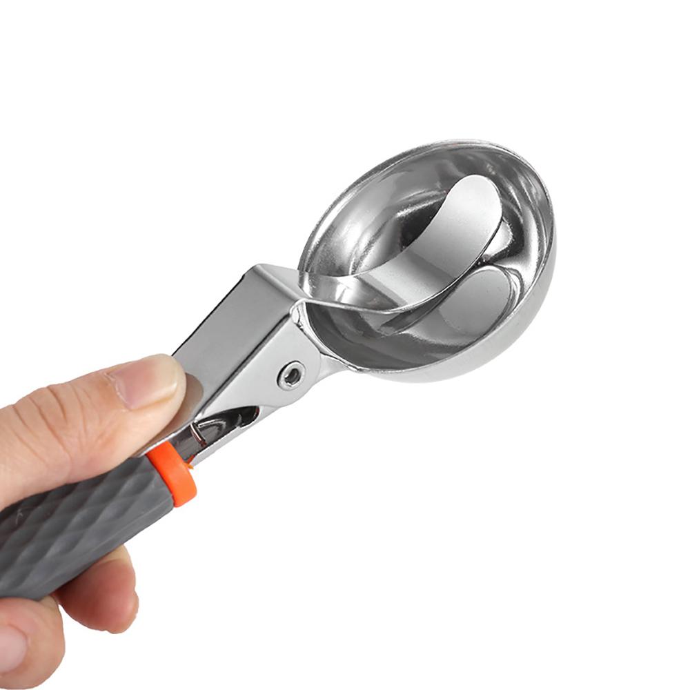 1PC Stainless Steel Ice Cream Spoon Digger Silicone Handle Ice Cream Spoon Multi functional Creative Fruit Digger