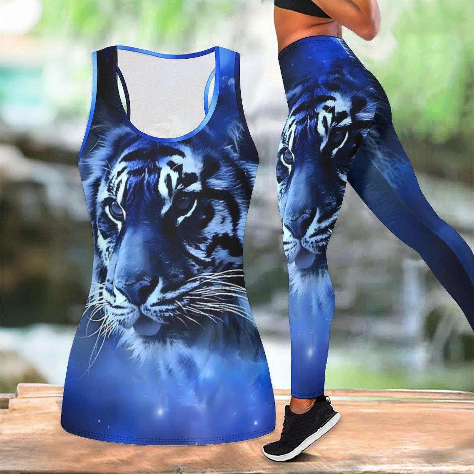 

Fierce Tiger Printed Yoga Outfit for Women Fashion Workout Leggings Fitness Sports Casual Yoga Set Sports Suit XXL синій