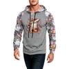 Men's Printed Casual Hoodie with Pocket and Drawstring Loose Fit Sweatshirt