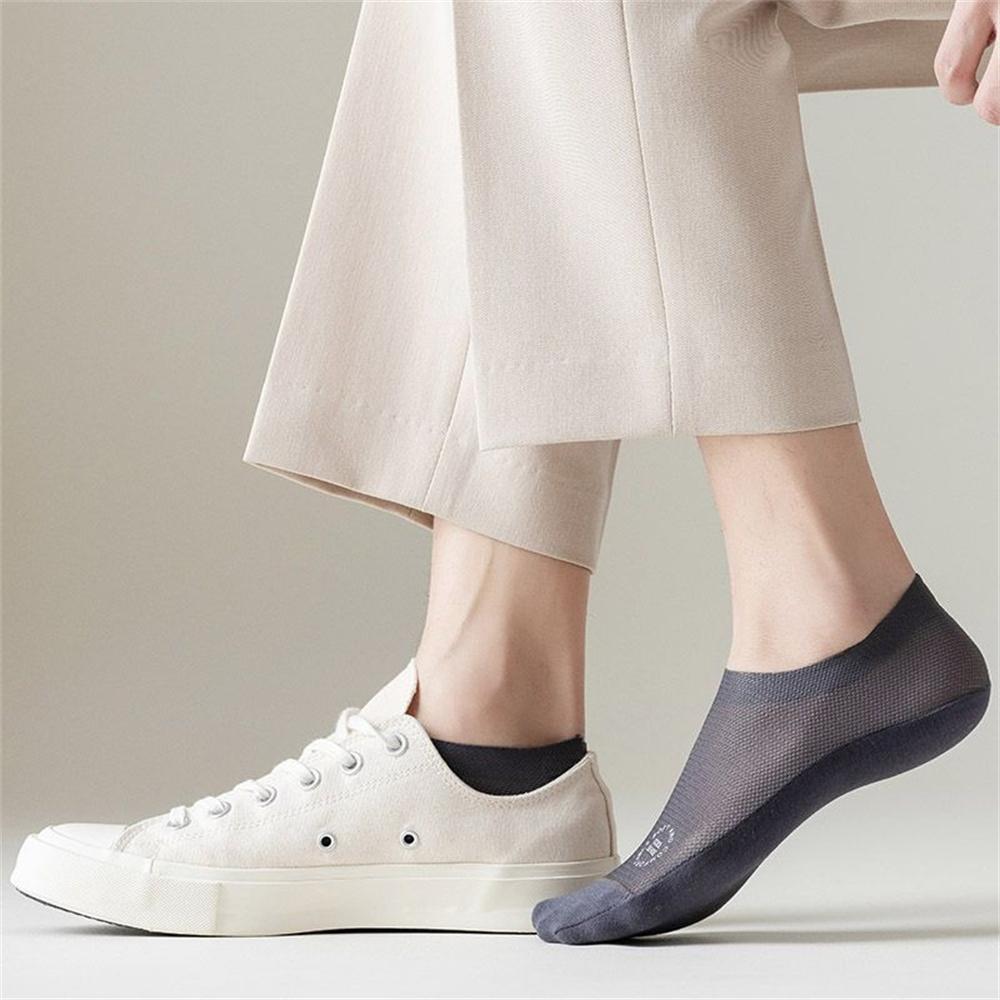 5 Pairs Hollow Out Mesh Invisible Man Socks Boat Ice Silk Non Slip Ankle Sock Slippers Cotton Bottom Summer Low Cut Socken