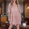New Style Fashion Crew Neck Loose Waist Short Sleeve Mini Dress Sequined Evening Gown