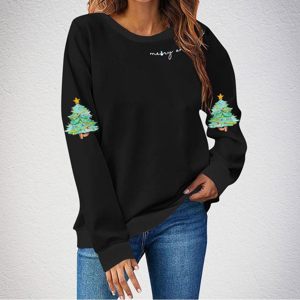 Ladies' Loose Comfortable Casual Fashionable Christmas Printed Hooded Sweatshirt