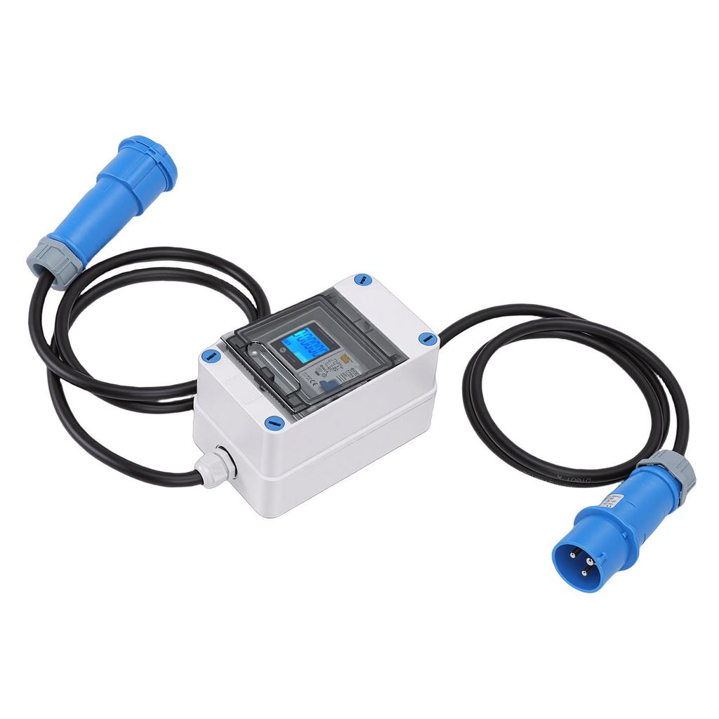 Mobile Digital Electricity Meter 16A Intermediate Meter Power Outdoor KWH Meter with CEE Plug 1P N Leakage Protector 1.  Cable for RV Home