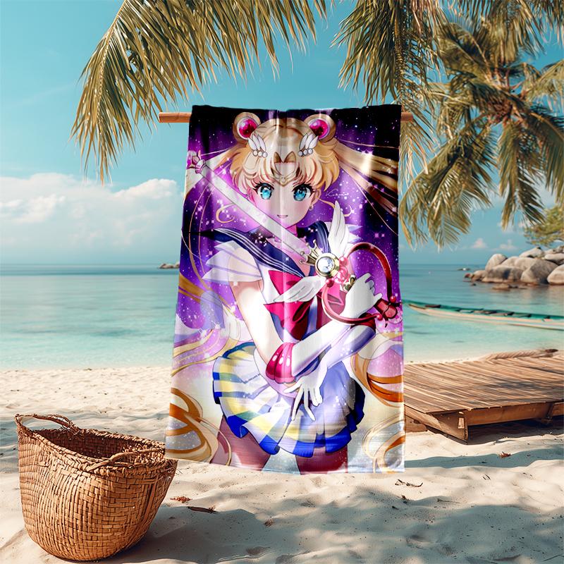 Beach Towel with Sailor Moon1 Pattern - soft,absorbent,machine washable Lightweight&Modern,swimming,Travel Essentials