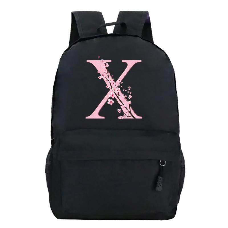 Back To School Rucksacks Trend Graphic Flower Alphabet Harajuku Style Trend Open-air Journey Knapsack Zip Laptop Bagpack
