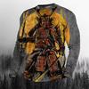 Super Cool Vintage Japanese Samurai Men's T-shirt O-Neck Cotton Men's Clothing Oversized Casual Long Sleeve Tops 3D Printed T Shirts