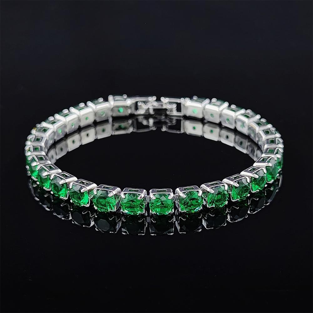 2026 New Arrival 4mm Luxury Round Silver Green Multi Color on Hand Bracelet Bangle for Women Anniversary Gift Jewelry S5787