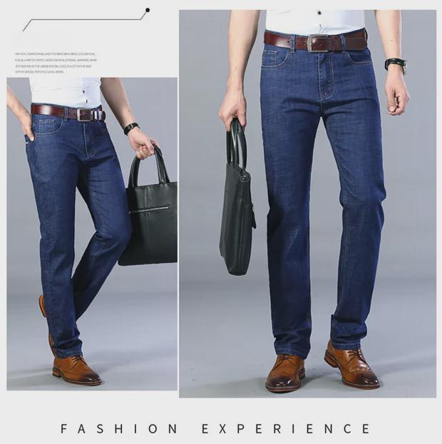 Men's Summer 2023 Stretch Jeans: Straight, Mid-Waist, Loose Fit, Large Size Denim Trousers