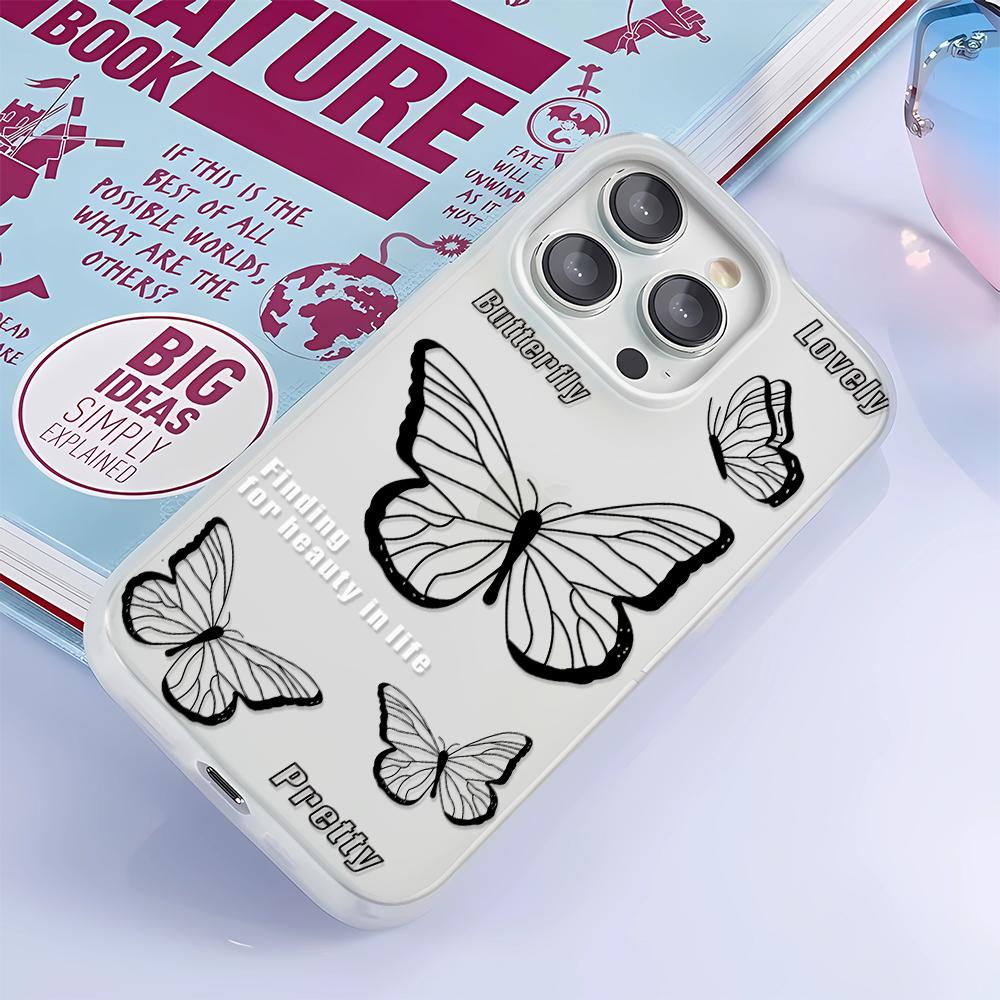 Black butterfly Clear Case for IPhone 16 15 14 13 12 11 Pro Max X XS Max XR 7 8 Plus Case Cover 16E