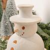 Handmade Terracotta Snowman Figurines White Clay Winter Decor Holiday Rustic Ornament Indoor Outdoor Christmas Decoration