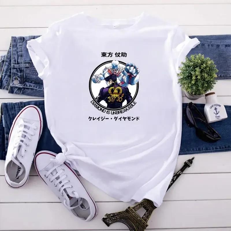 JoJo Bizarre Adventure Anime Print T Shirt Harajuku Women Casual Vintage Streetwear Short Sleeve T Shirt Unisex Graphic T Shirts