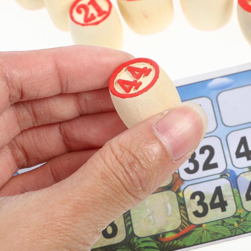 VICASKY Russian Lotto Game Set - Wooden Bingo for Adults and Family, Vintage Soviet Style Tombola Game, Portable Ideal Travel, Gatherings, Logical