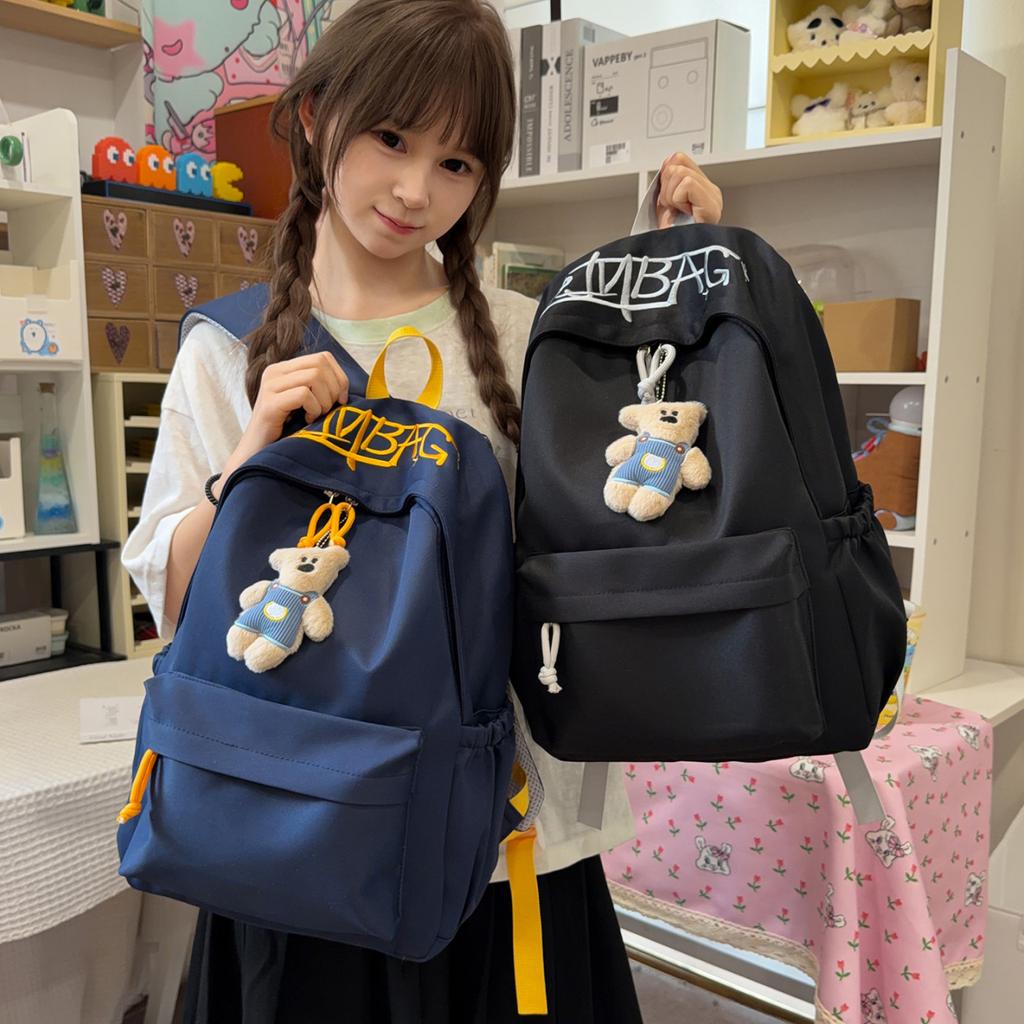Schoolbag new letter embroidery student schoolbag fashionable retro large capacity backpack storage short trip commuter backpack