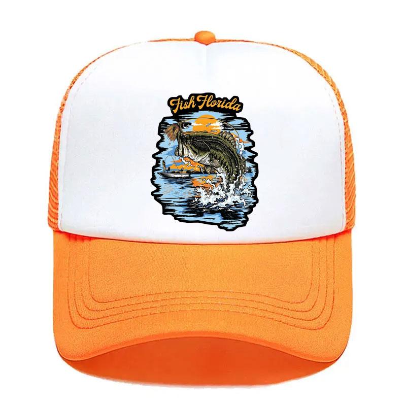 For Fishing Fish Logo Mesh Trucker Hat Fashion Unisex Women Advertising Travel Team Baseball Caps Truker Hats Snapback Cap