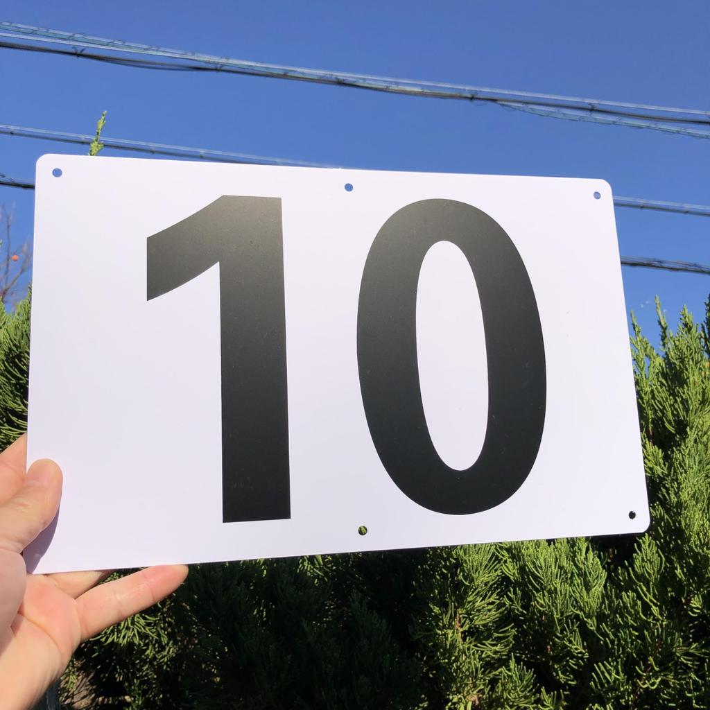 Numbered Sign Plates "1-10" White | 315 x 200mm White PVC Resin Board | Number Display Plates Parking Number Signs for Monthly/Contract Parking | 6 Mo