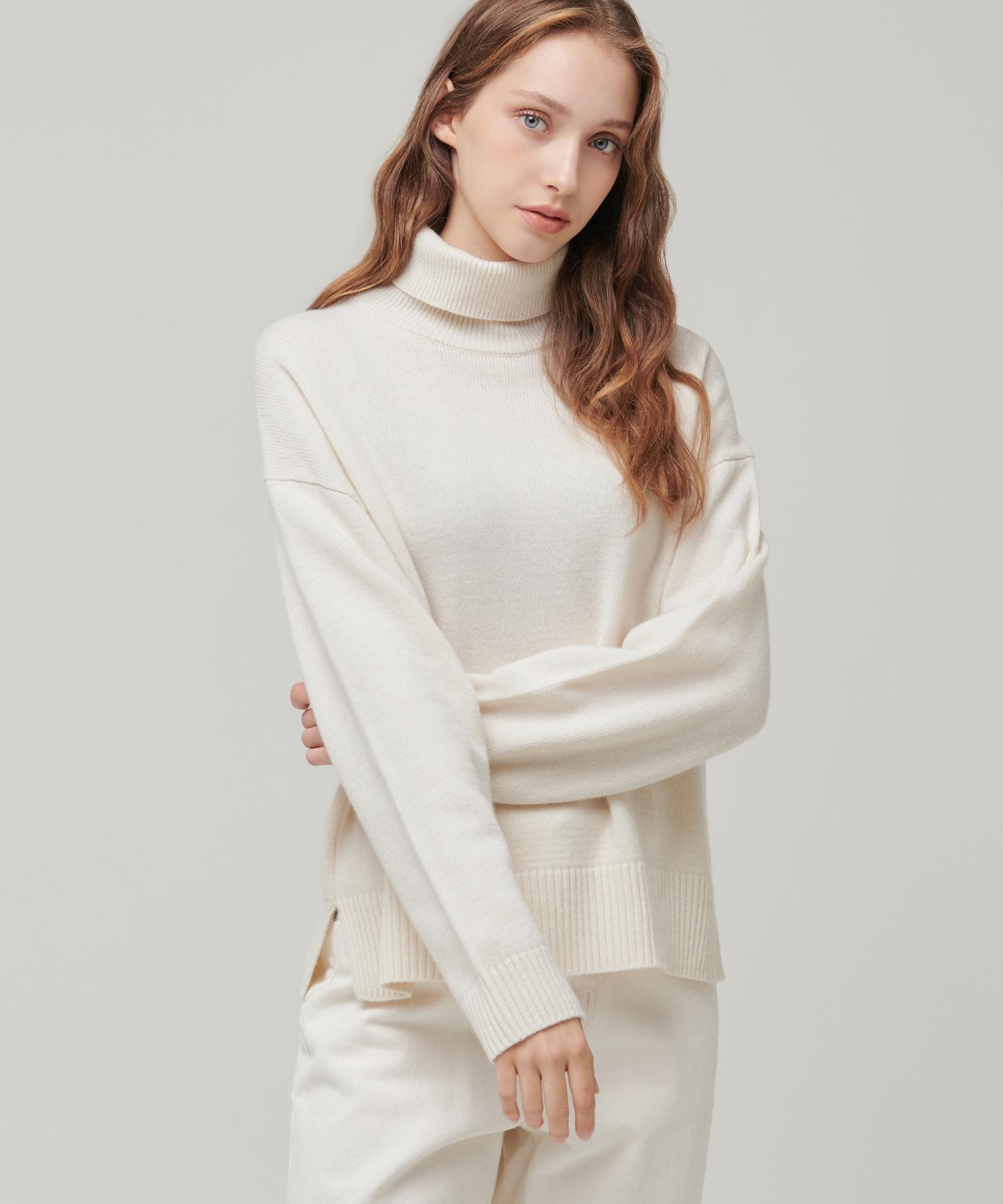 Musinsa Standard Woman Women S Lambswool Relaxed Turtleneck Knit [Ivory] Ivory/L