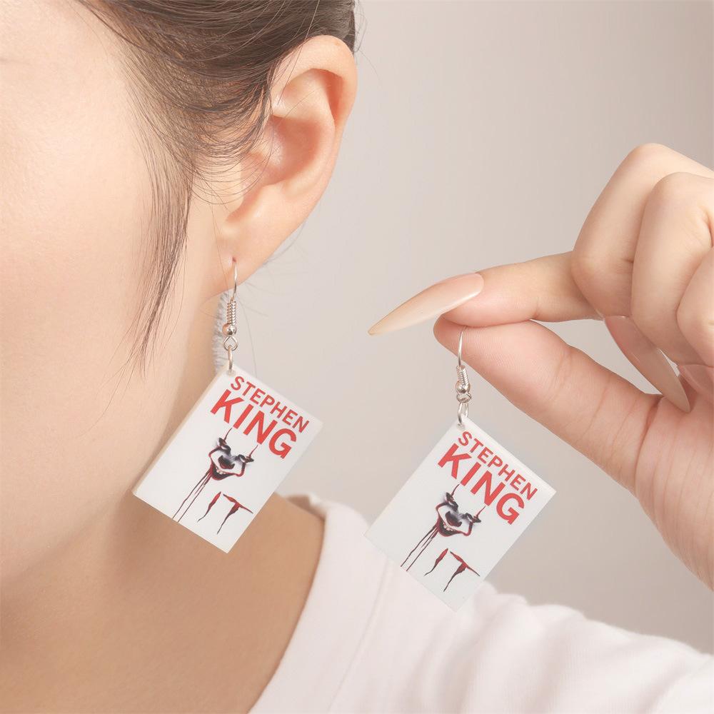 Fully Managed Eco-Friendly Acrylic Earrings, Personalized Halloween Horror-Themed Earrings