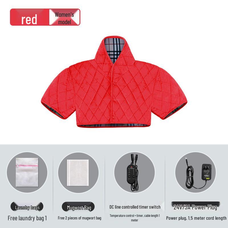

Carbon Fiber Infrared Heating Shawl with Velvet - Warm Shoulder and Neck Compress Vest Women s Red