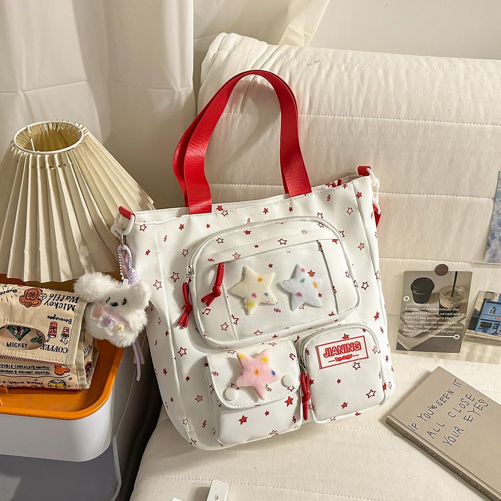 Schoolbag, Korean-style INS star print backpack, high-aesthetic sweet-style two-piece backpack for grades 1-1 for primary and secondary school