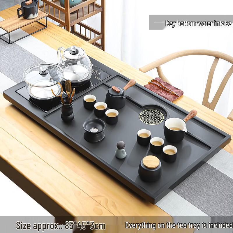 Хань Дун Автоматический Поднос для чая из черного золотого камня и Стеклянный чайный сервиз