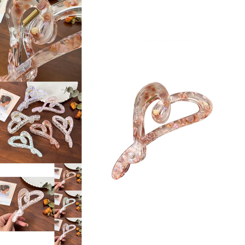 Trendigt hjärtformat hårklämma i blommigt akryl för stilfulla uppsättningar