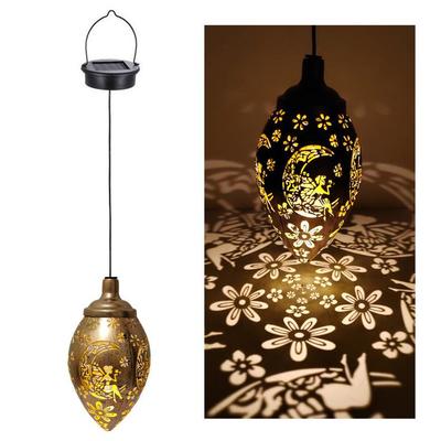 Waterproof Solar LED Wrought Iron Flower Pendant Lamp for Outdoor Yard Landscaping