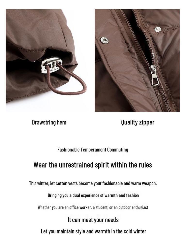 Women's Korean Style Stand-up Collar Sleeveless Waistcoat - Autumn/Winter Solid Color Warm Vest
