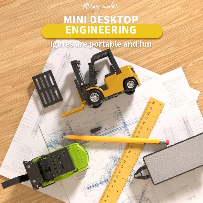 1/64 Mini Desktop Toy Car Alloy Rc Forklift Truck App 2.4G Remote Control Car Flatbed Cart Vehicle Toy for Children Adult Gifts