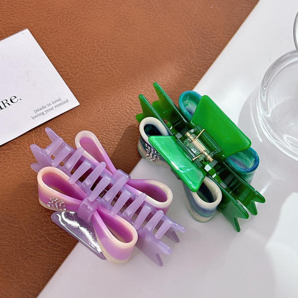 Stylish Large Hair Claw Clip With Elegant Bowknot And Sparkling Rhinestones For Women