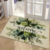 Welcome Floral Print Door Mat Non-Slip Floor Mat Washable Decorative Carpet For Home Kitchen Bathroom Front Door Entrance