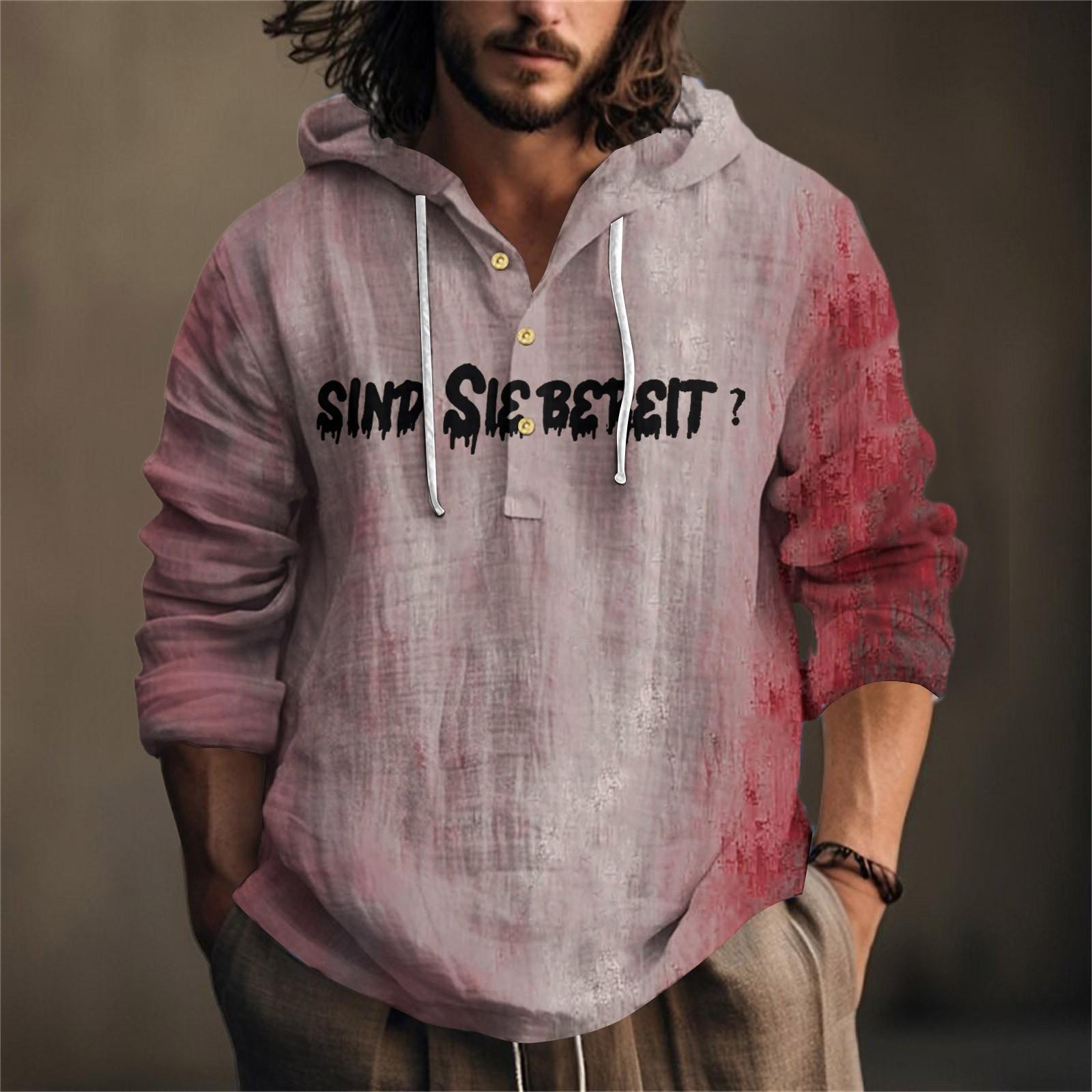 

Halloween Printed Men s Shirt, Hooded Long-sleeved Hooded Spring And Summer Casual Daily Wear M