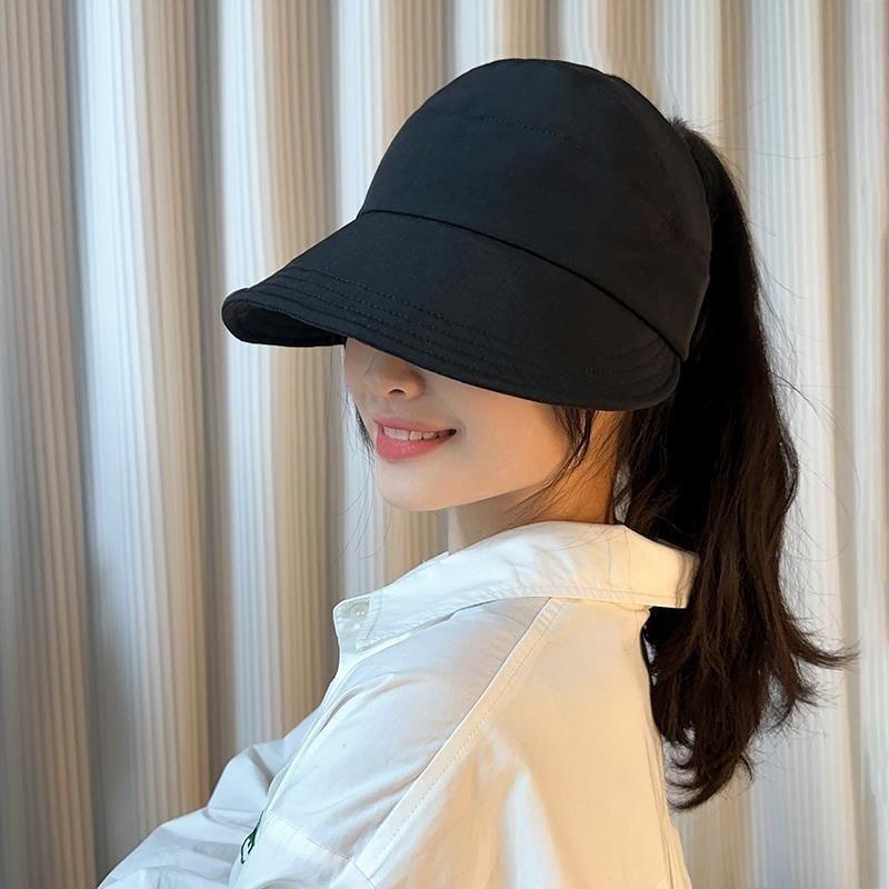 

Women s open-top fisherman baseball cap, fully face-covering, can be attached with a mask, versatile, makes the face look smaller, UV protection, black