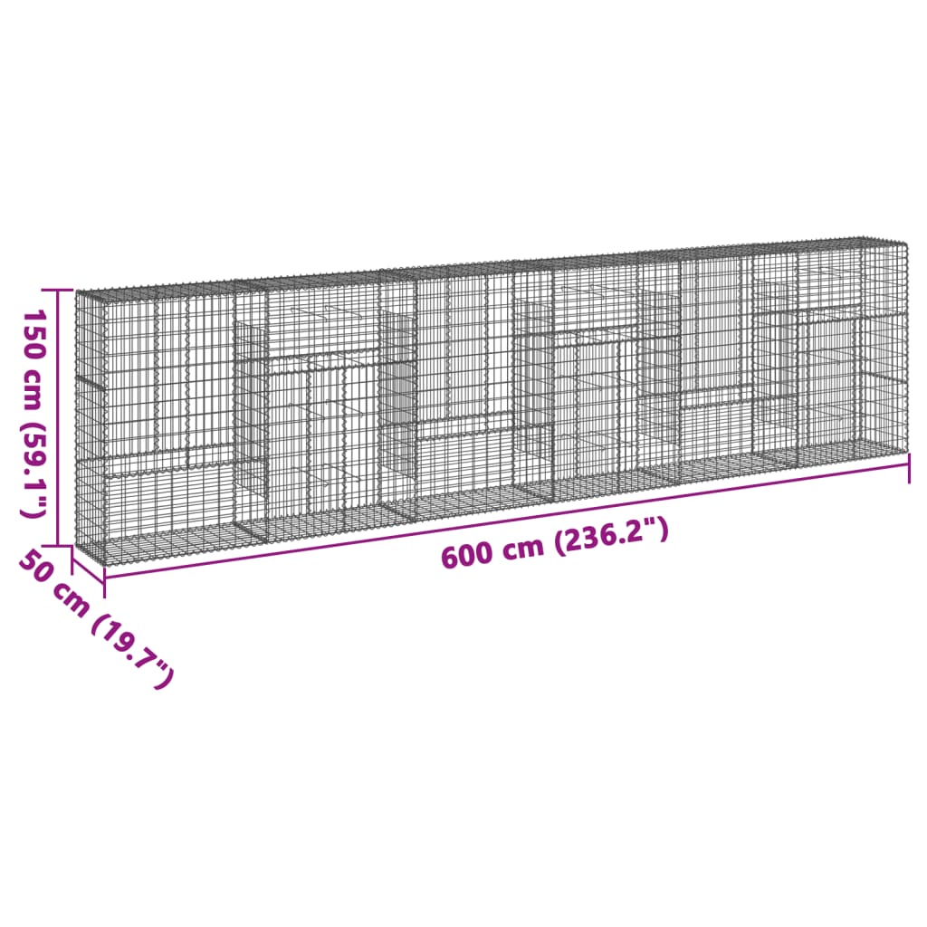 Gabion with Lid 600x50x150 Cm Galvanized Iron
