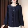 High-end Temperament Age-reducing Embroidered Cotton and Linen Shirt for Women Early Autumn New Loose and Versatile