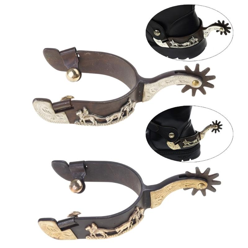 Mild Steel Horse Spur Western Cowboy Spur Mens Roping Spur with Gear Boot Decoration Horse Riding Accessories Enduring